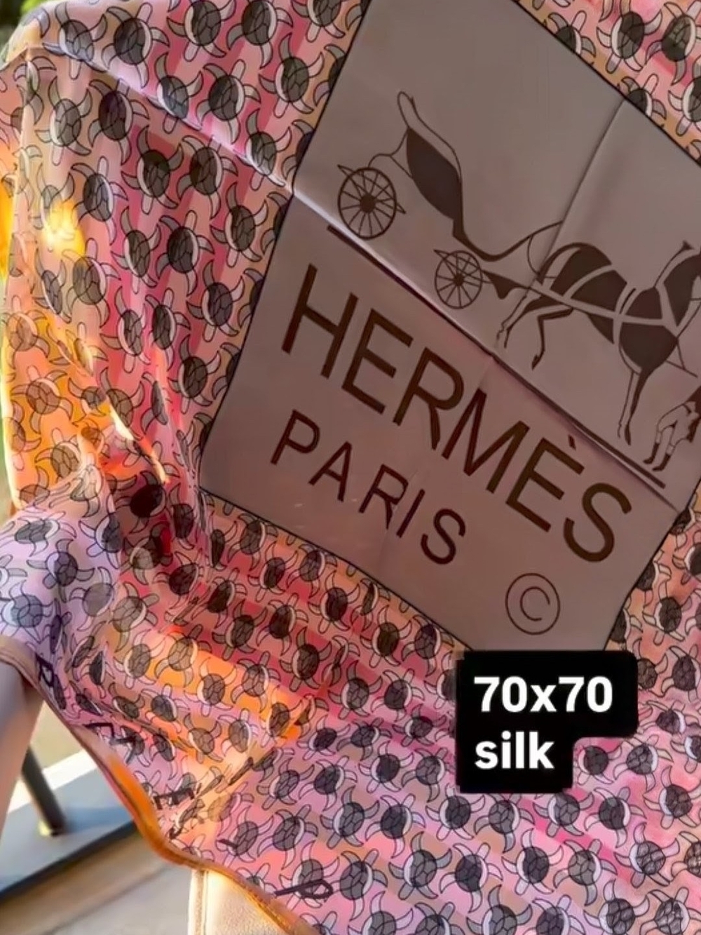 Hermes Pink & Gray Sea Turtle Silk Scarf - Picture 6 of 10